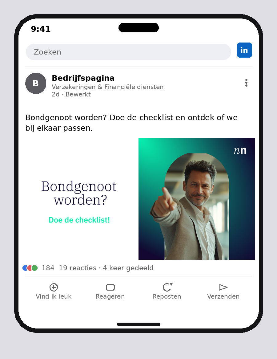 LinkedIn post — NN bondgenoot worden checklist