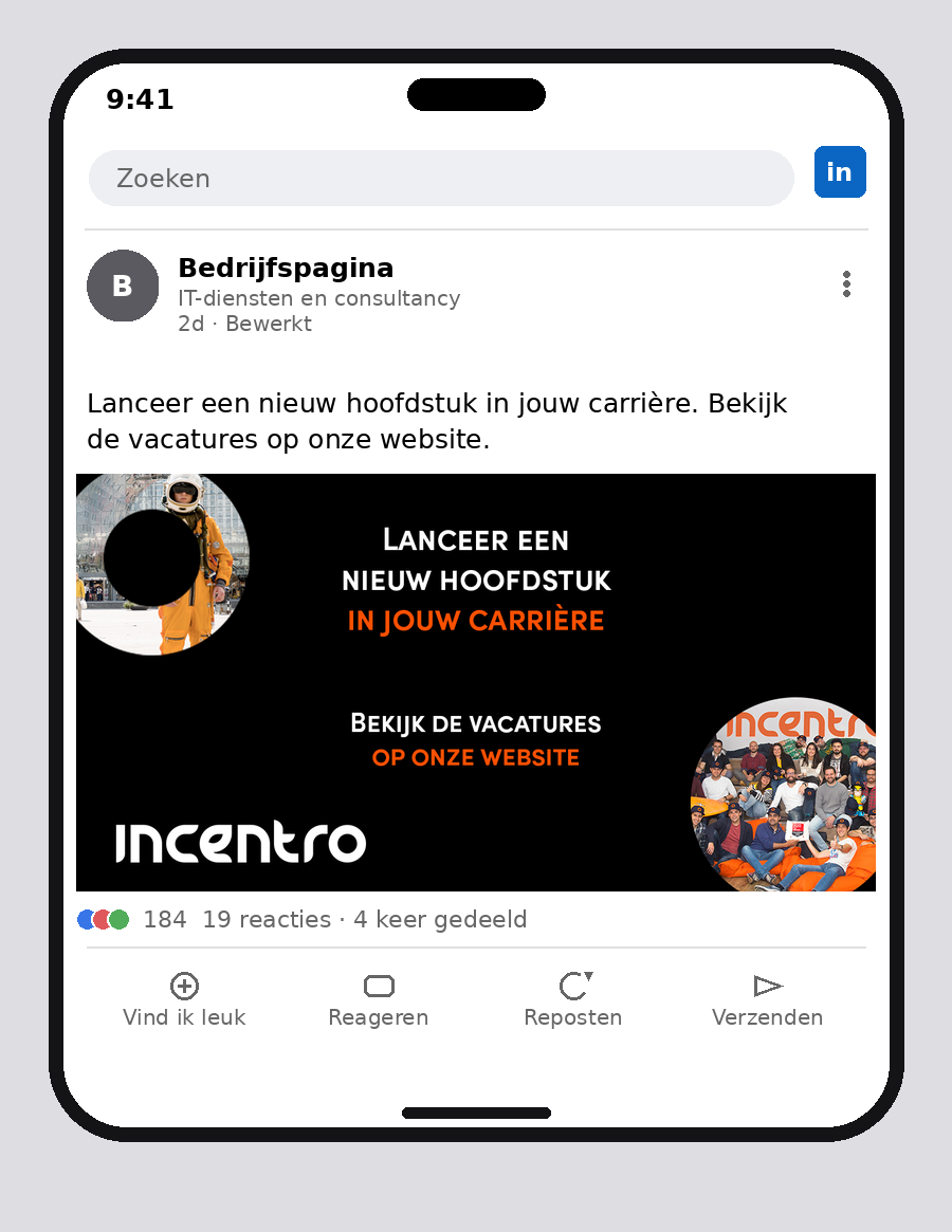 LinkedIn post — Incentro vacatures
